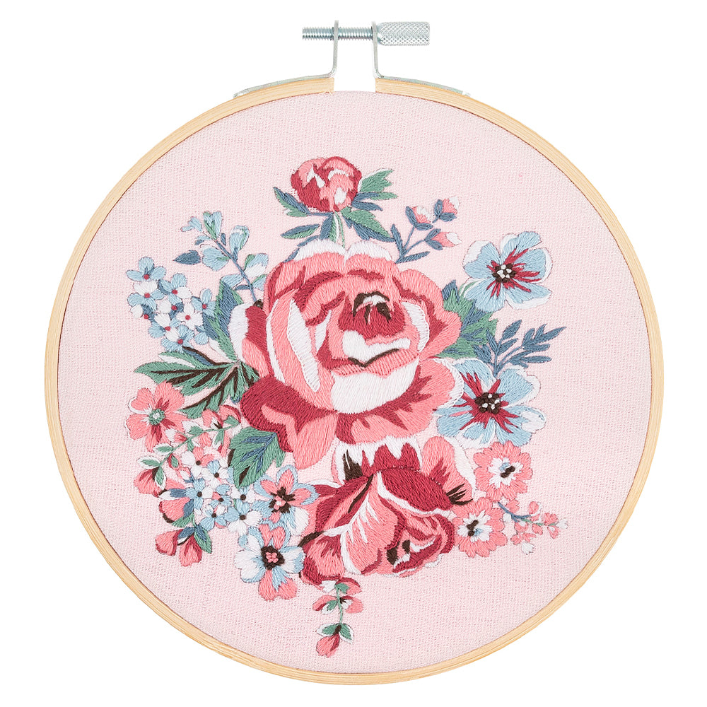 Rose Blossom | Complete Embroidery Craft Kit with Hoop | 15cm Wide