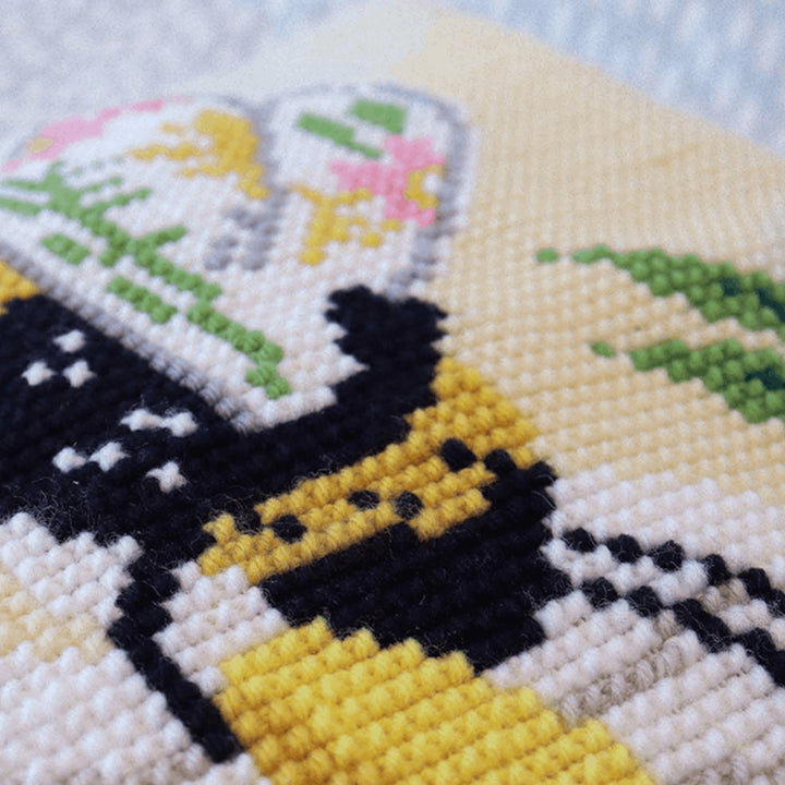 Cross Stitch Cushion Cover Kit | Floral Bee Design | Adult Craft