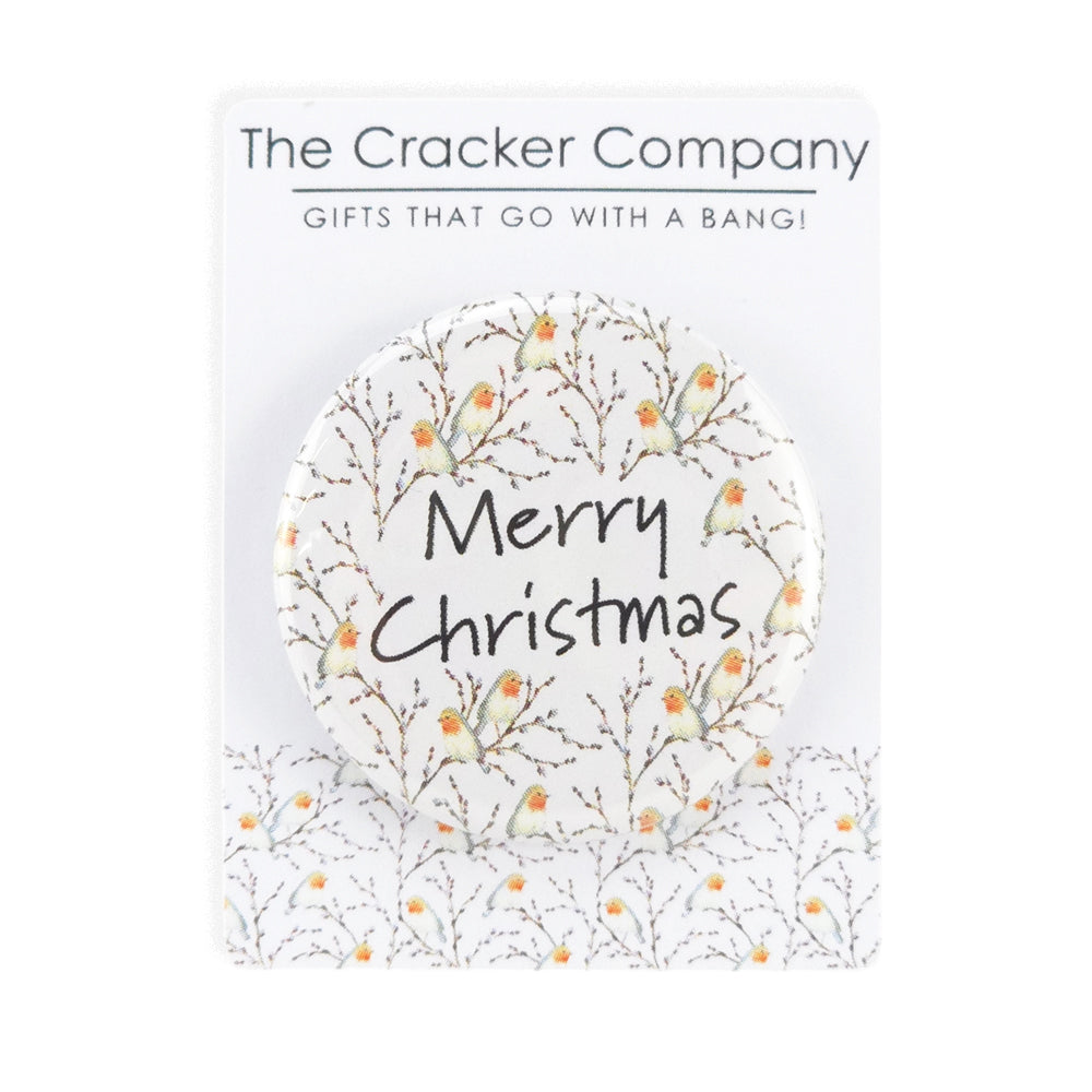 Willow &amp; Robin | Merry Christmas | 38mm Pin Badge | Mini Gift | Cracker Filler
