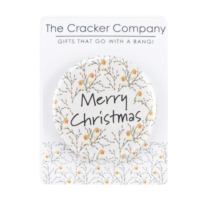 Willow &amp; Robin | Merry Christmas | 38mm Pin Badge | Mini Gift | Cracker Filler