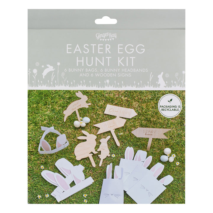 Easter Egg Hunt Kit for 6 Kids | Treat Bags, Headbands & Signs | Best Quality