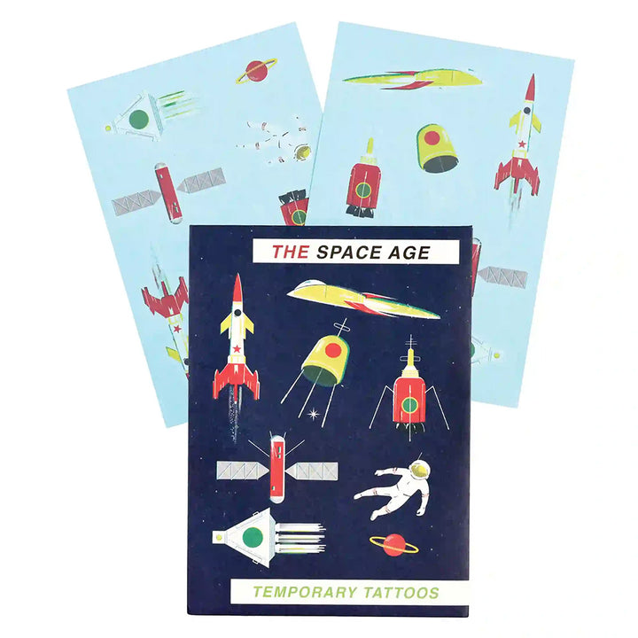 Space Age | Temporary Tattoos | Pack of 2 Sheets | 15x10cm
